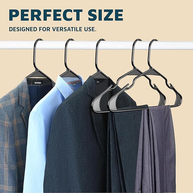 Plastic Clothes Hanger Set - 100 Pieces Versatile, Lightweight, Space-Saving, Non-Slip, Slim Designed, Dry and Wet Clothes Hanger Set - Black
