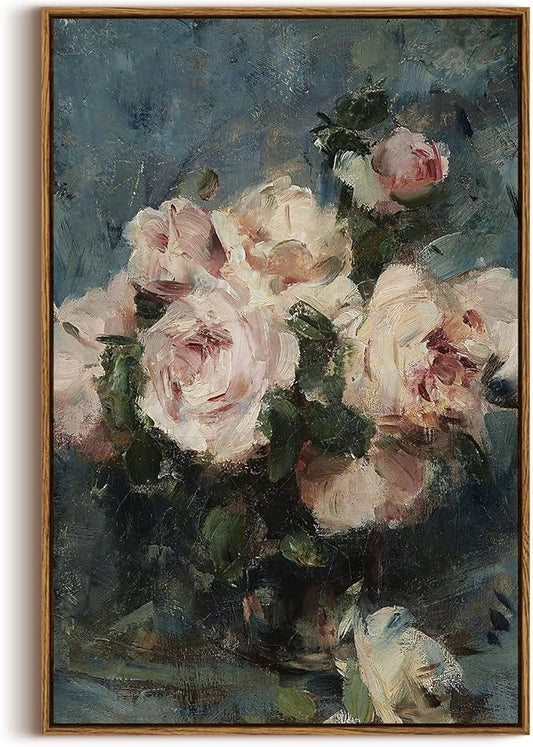 InSimSea Framed Wall Art for Living Room Flower Wall Art Aesthetic Home Decor Roses Vintage Botanical Prints Floral Paintings Canvas Wall Decor Large Canvas Prints for Bedroom Office 20x30in