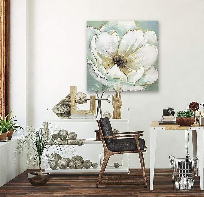 Wexford Home Soft Teal Splendor Gallery Wrapped Canvas Wall Art, 10x10,