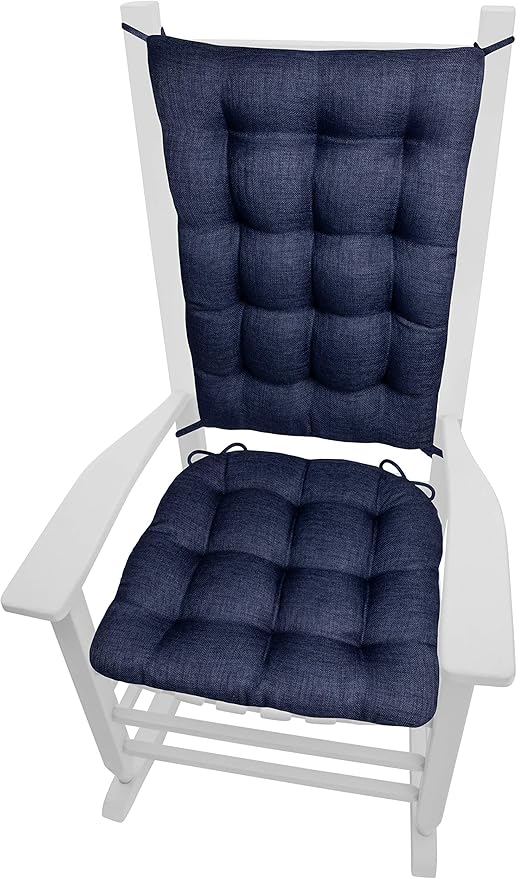 Rave Indigo Blue Porch Rocker Cushion Set - Extra-Large - Indoor-Outdoor: Fade Resistant, Weatherproof - Latex Foam Filled Rocking Chair Seat Cushion & Backrest Pad Set - Solid Color
