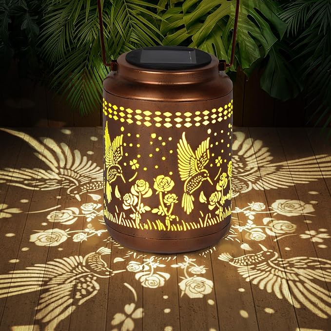Solar Lanterns Outdoor Hummingbird Lantern Garden Decor Waterproof Decor Light Hanging Solar Lights Yard Decor,Gifts for Women Gifts for Mom Gifts for Grandma