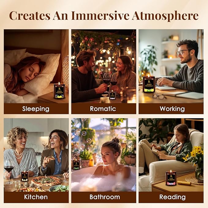 Lilac Blossom Scented Candles, Lilac Blossom Candle, Aromatherapy Candle Gifts for Women, Soy Candles for Home Scented, 7oz 50 Hours Burn, Home Décor