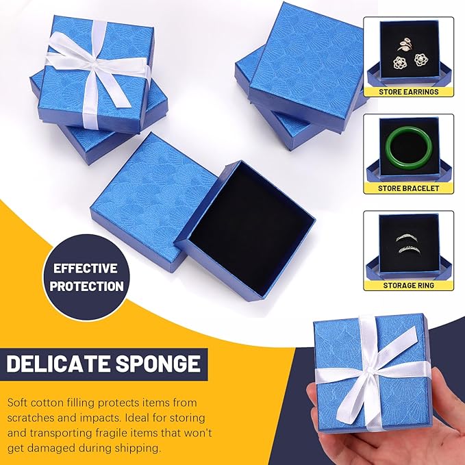 Glarks 17pcs 2.95 x 2.95in Jewelry Gifts Boxes Kit, Royal Blue Fan Shaped Jewelry Boxes for Ring Earring Jewelry, Christmas, Birthday, Anniversaries, Valentine’s Day, Mother’s Day and Other Festivals