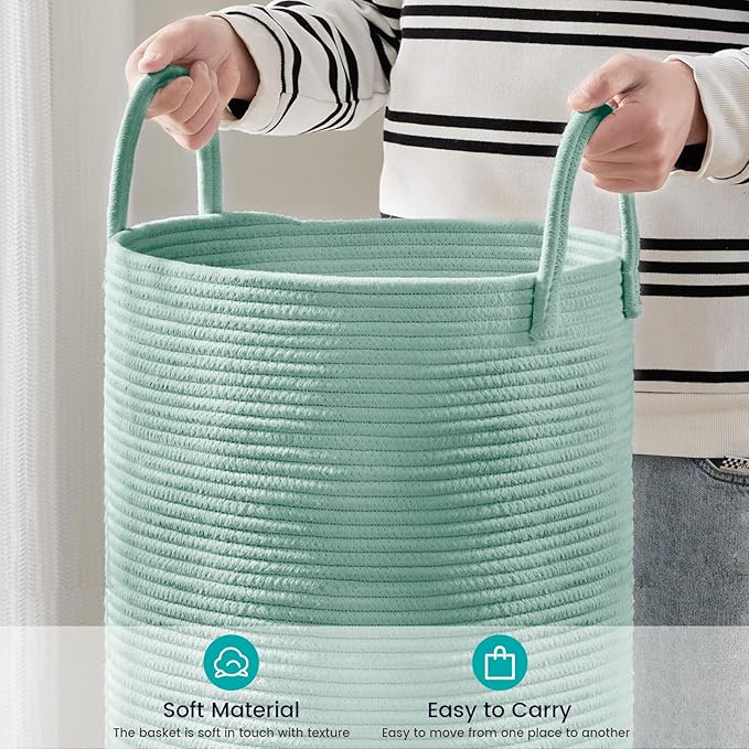 Laundry Hamper Basket, Woven 58L Tall Laundry Basket for Blanket Organizer- Nursery Hamper for Bedroom And Bathroom Storage
