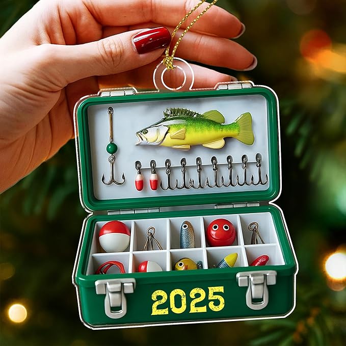 Fishing Ornaments for Christmas Tree - Unique Fisherman Gifts for Men, Cool Funny and Unique Fishing Gift for Men and Boys, Fisherman Gift 2D Flat Ornaments
