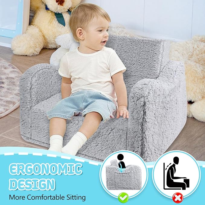 Kids Couch for Toddlers, 2-in-1 Kids Sofa Chair, Comfy Soft Foldable Toddler Couch Chair for Girls and Boys