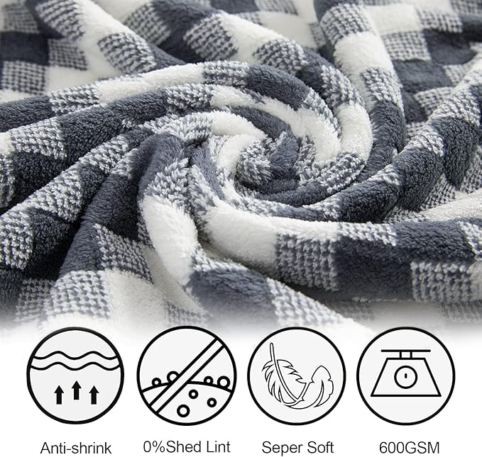 Grey Bath Towels Set of 4, Towels Large Bathroom 35X70in 600 GSM Quick Dry Towel Microfiber Thick Bath Towel Diamond Pattern Super Soft Absorbent Bath Sheets Towels for Adults Bathroom Spa Hotel