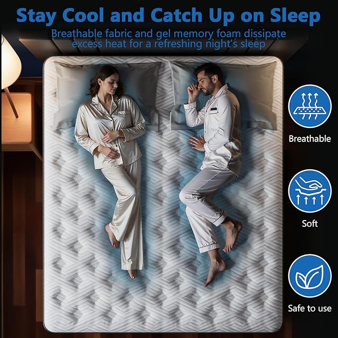 COOLMI Twin Mattress, 12 Inch Hybrid Memory Foam Mattress in a Box, Pressure Relief for Back Support, Medium Firm, Individually Pocket Springs, 100-Night Trial & CertiPUR-US Certified, Twin Size