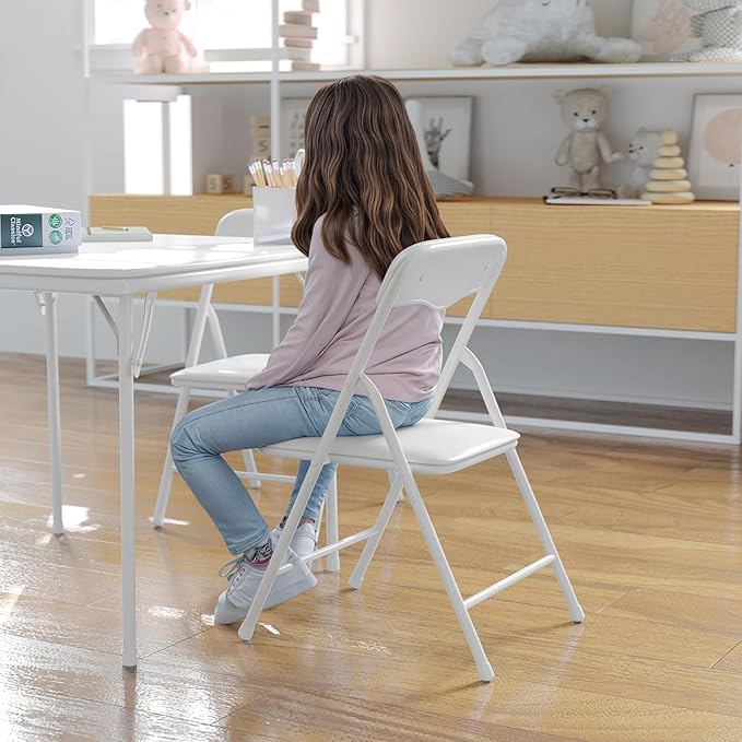 Flash Furniture Mindy Kids 3-Piece Folding Table and Chairs Set for Daycare and Classrooms, Children's Activity Table and Chairs Set, White
