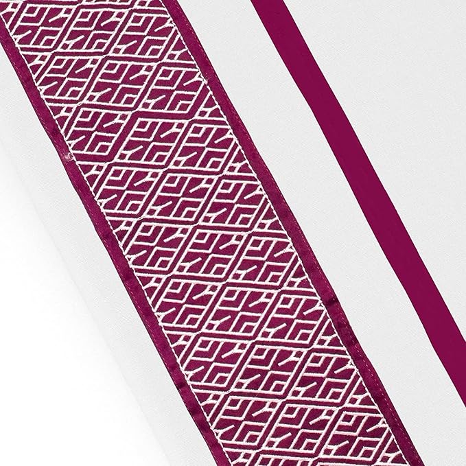 1000 TC Embroidered Duvet Cover Oversized King Size Set 100% Egyptian Cotton - Luxurious 1 Comforter Cover 2 Pillow Shams - 3 PC Quilt Cover Hotel Quality Bedding (White & Burgundy)