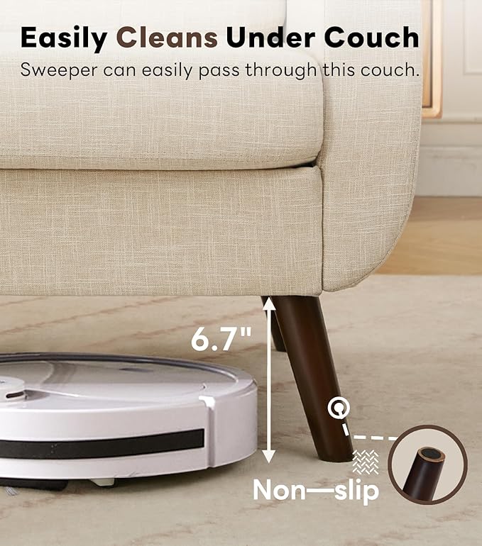 Tbfit 77.2" W Linen Sofa Couch, Mid Century Modern Decor Loveseat Couches for Living Room, Button Tufted Upholstered Small Couch for Bedroom, Solid, and Easy to Install Love Seats Furniture, Beige