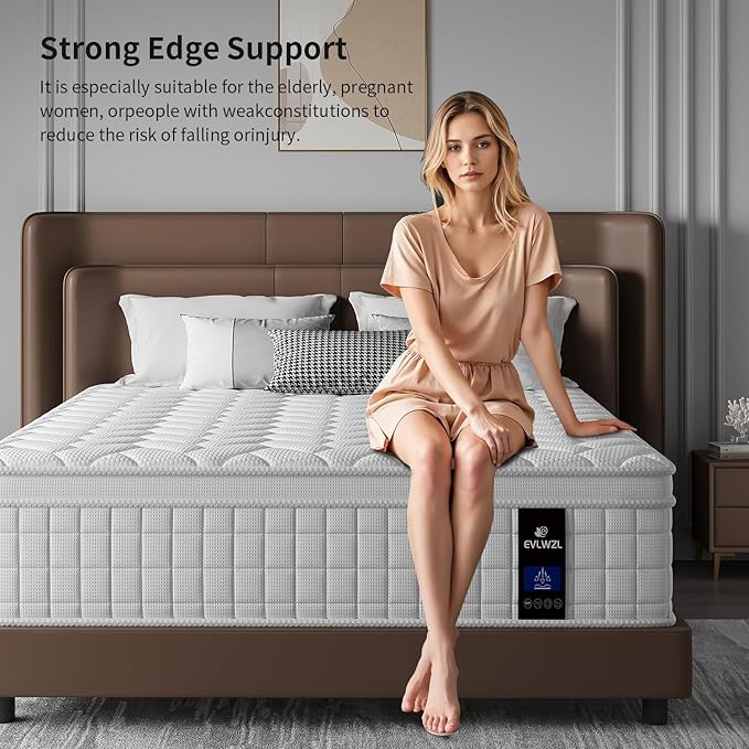 Queen Mattress, 12 Inch Queen Size Mattresses in a Box with Memory Foam Hybrid, Individual Pocket Spring for Provide Support and Improve Sleep,Medium Firm(White)