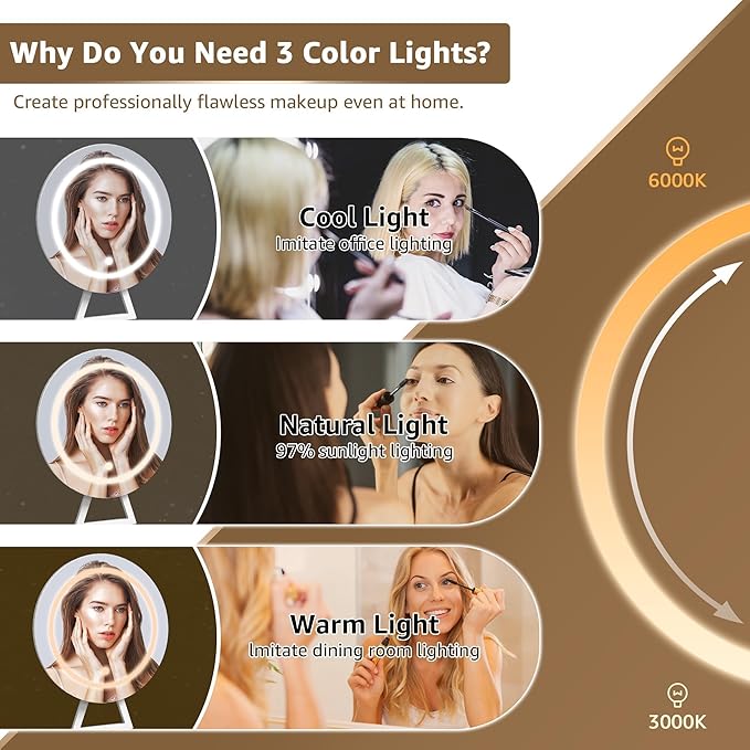 Girls Vanity Desk with Mirror and Lights Small Makeup Vanitys Set with Chair Fabric Drawers Power Outlet, Dressing Table Vanities for Kids Bedroom 40“ White