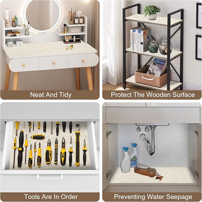 OcePor Non-Adhesive Drawer and Shelf Liner 12IN x 30FT,Non Slip Cabinet and Cupboard Liner, Kitchen Cabinet Liners for Shelves, Waterproof Drawer Shelf Liners for Cabinets/Bathroom Cupboard