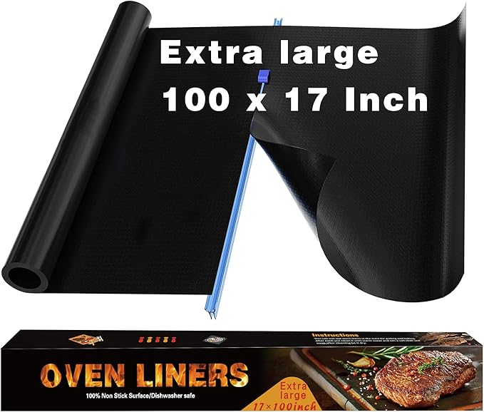 Oven Liners for Bottom of Oven, Large Heavy Duty 100% Non-stick Reusable Teflon Oven Mat,Baking Mat for Electric, Gas, Toaster Ovens, Grills,Kitchen Friendly Cooking Accessory with a sliding cut