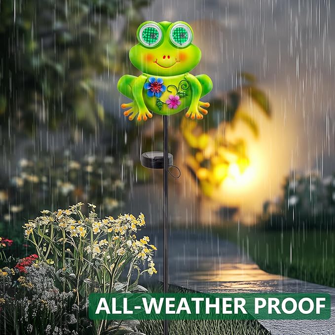 Solar Lights Outdoor Frog Garden Statues with Realistic Eye Movement for Outside Patio Front Porch Yard Balcony Lawn Decorations