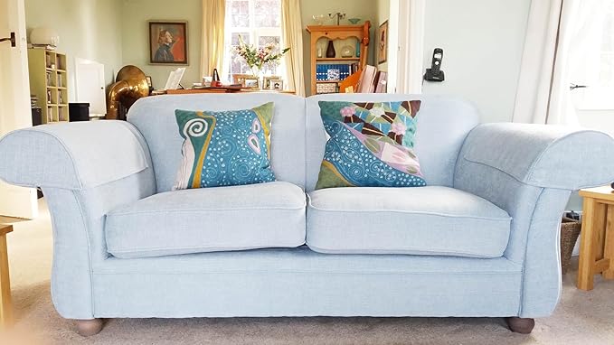 Klimt Blue Modern Pillow Cover - Seed Art Nouveau Pillowcase Modern Farmhouse Chair Cushion Boho Outdoor Pillowsham Mid Century Couch Cushion Handmade Wool 18x18 Inch