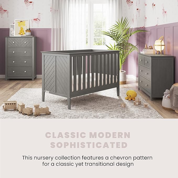 Child Craft Atwood 3-in-1 Convertible Crib, Baby Crib Converts to Day Bed, Toddler Bed, 3 Adjustable Mattress Positions, Non-Toxic, Baby Safe Finish (Lunar Gray)