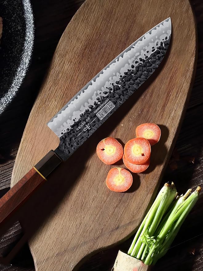 Chef's Santoku Knife 7 Inch, Professional Japanese High Carbon Steel Chef Knife, Ultra Sharp Kitchen Knife with Octagonal Rosewood Handle