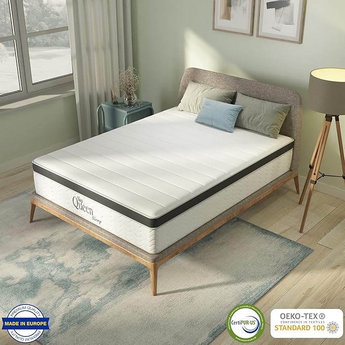 NapQueen 10 Inch Maxima Hybrid Mattress, Twin Size, Cooling Gel Infused Memory Foam and Innerspring Mattress, Bed in a Box,White & Gray