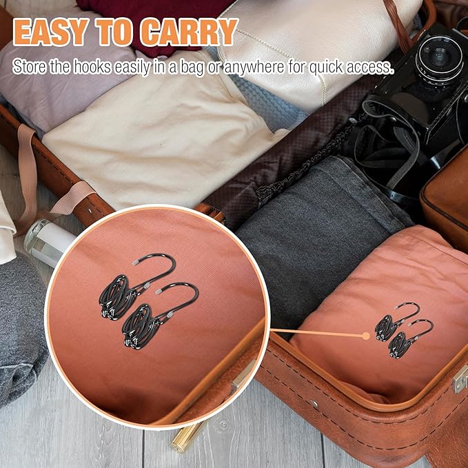 NiHome Clothing Chain Hangers 10-Pack for Home, Office & Travel, Metal Closet Organizer Space Saving Hangers with Safety Cap for All Garment Types, Wrinkle-Reducing 7-Loop Retractable Design (Black)