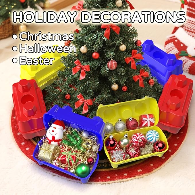 12 pack 9.45”x6.3”x4.92” Stackable plastic toy storage bins for classroom playroom organization for kid children big large building blocks 1-3 3-5 4-8 years old girl boy