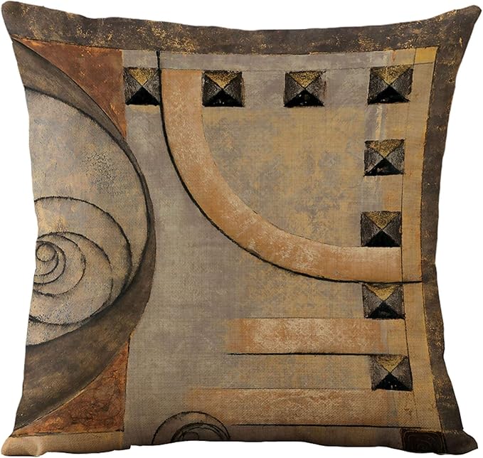 WOMHOPE Set of 4 Vintage Geometric Decorative Throw Pillow Covers Pillow Cases Cushion Cases 18 x 18 Inch for Living Room,Couch and Bed (Brown)