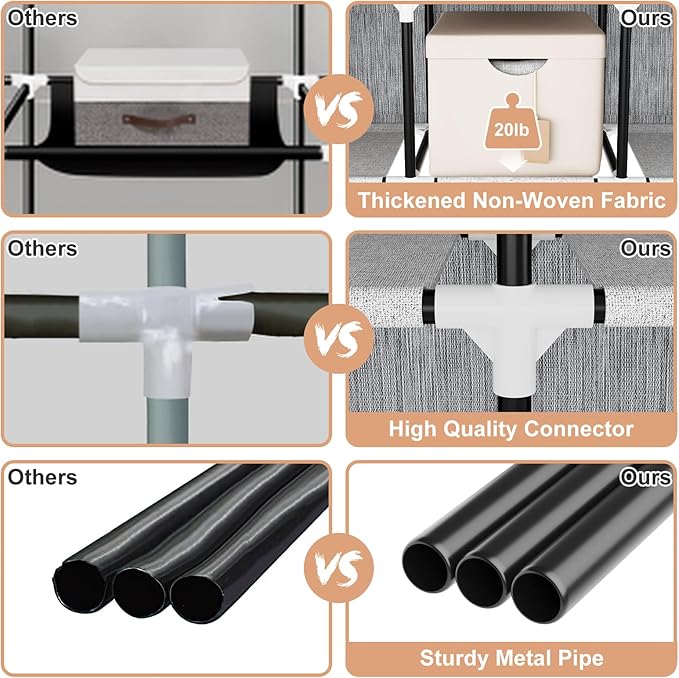 Portable Closet for Hanging Clothes, 67 Inch Wide Portable Wardrobe Closet with Cover, 4 Hanging Rod, Storage Shelves and Side Pockets, Large Free Standing Closet for Bedroom, Printing