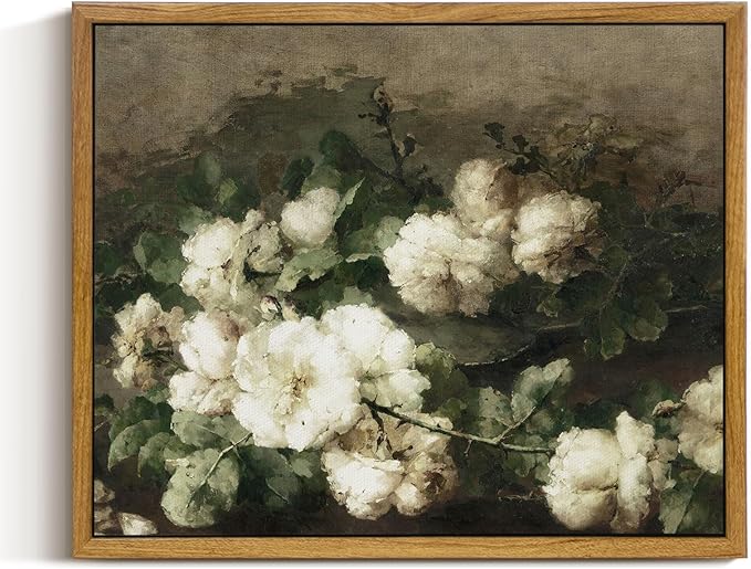 InSimSea Framed Canvas Wall Art Vintage Decor, Flower Prints Wall Art Room Wall Decor, Botanical Prints Wall Art for Living Room Decorations, Rustic Art Work for Bathroom Bedroom, 9"x11"