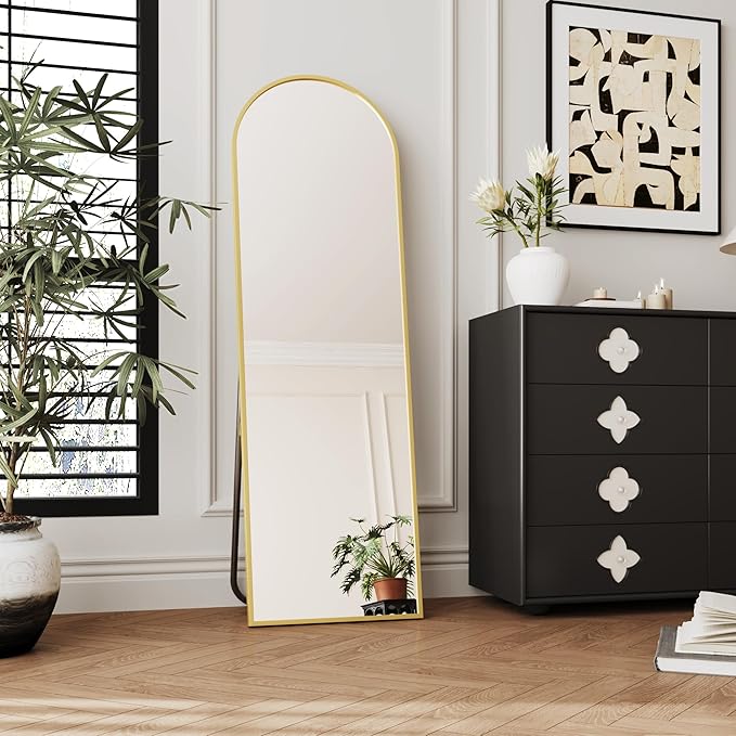 18"x58" Full Length Mirror Wall Mounted,Full Length Wall Mirrors,Arched Wall Mirror,Long Wall Mirrors,Gold Floor Mirror Full Body