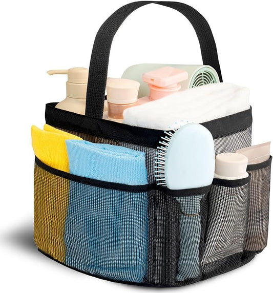 Mesh Shower Caddy Portable for College Dorm Room Essentials for Girls with 9 Pockets,Large-Capacity Shower Basket,Quick Dry Toiletry Tote Bag for Women,Outdoor Gym,Travel,Swim,Beach Camping Essentials