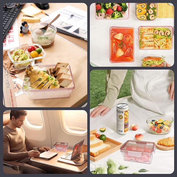 Eclirgan Freezer Storage Containers,Reusable Food Containers Set with BPA Free/Airtight,Clear Food Storage Set with Lock/Lids for Salad/Fruit(0.5/1/2 QT)