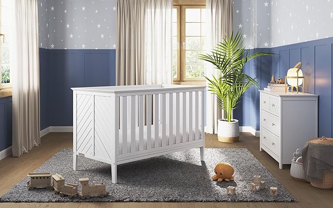Child Craft Atwood 3-in-1 Convertible Crib, Baby Crib Converts to Day Bed, Toddler Bed, 3 Adjustable Mattress Positions, Non-Toxic, Baby Safe Finish (Matte White)