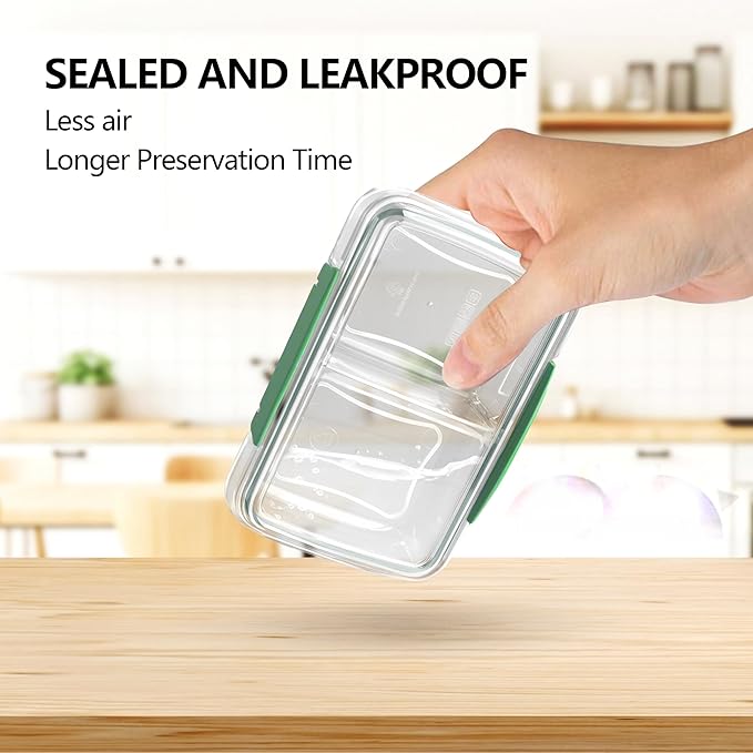 Finorder 3 Pack Food Storage Containers | 11.8 oz BPA Free Plastic Meal Prep Containers with Dividers | Microwave & Dishwasher Safe Sandwich Boxes | Stackable Lunch Containers (11.8 oz Each)