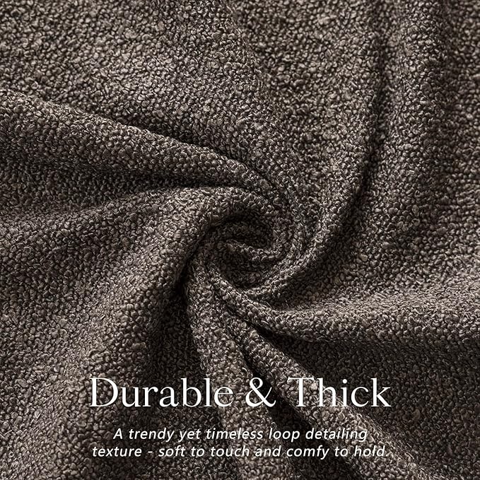 Foindtower Pack of 2 Textured Boucle Throw Pillow Covers Accent Solid Decorative Pillow Cases Cozy Woven Couch Cushion Case for Sofa Bedroom Living Room Home Decor, 18 x 18 Inch,Dark Brown