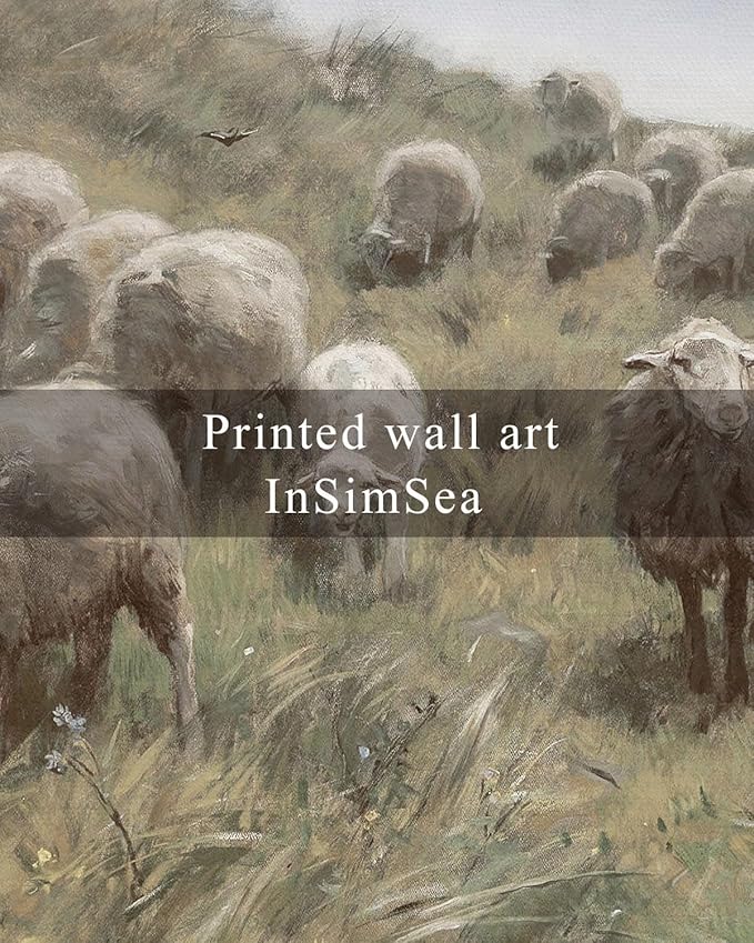 InSimSea Framed Canvas Wall Art, Sheep on the Dunes Wall Pictures, Farmhouse Decor, Large Wall Art for Living Room, Bathroom, Bedroom, Office, 16"x24"