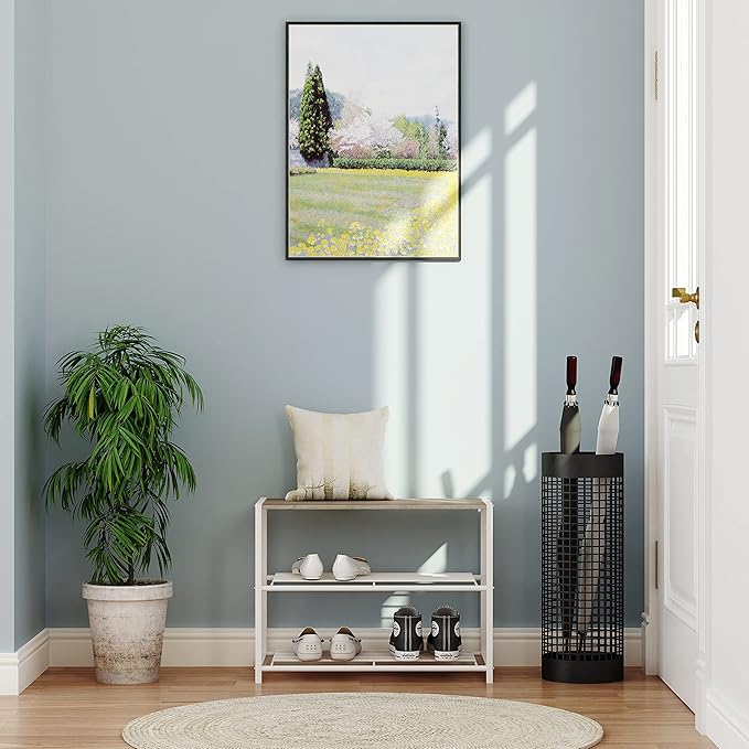 Yusong Shoe Rack Organizer, 3 Tier Industrial Shoe Storage Shelf for Closet Entryway, Narrow Sturdy Metal Shoe Shelves, White