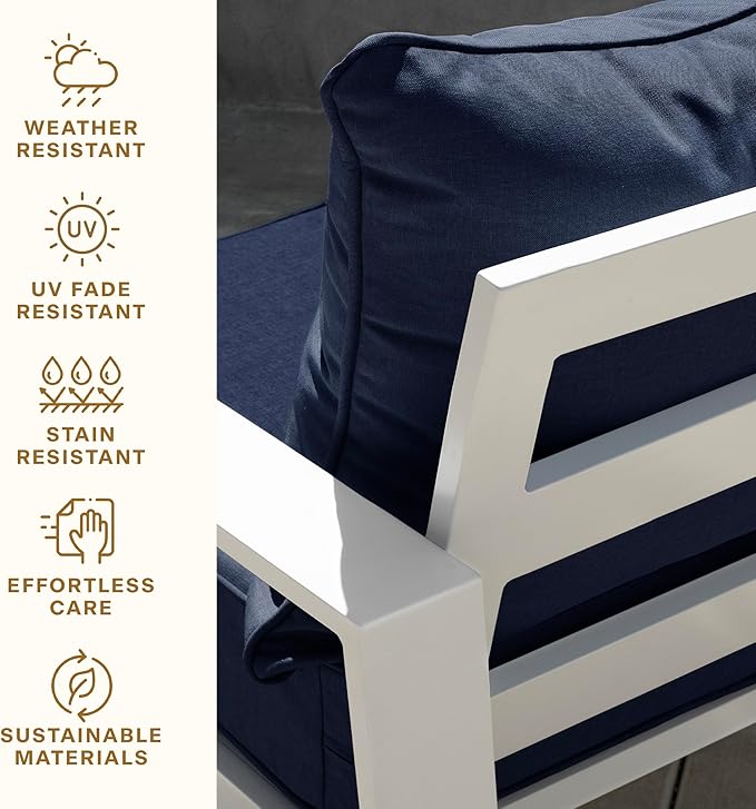 Honeycomb Outdoor Deep Seat, 24 x 23, Textured Solid Indigo Blue Chair Cushion for Patio Furniture