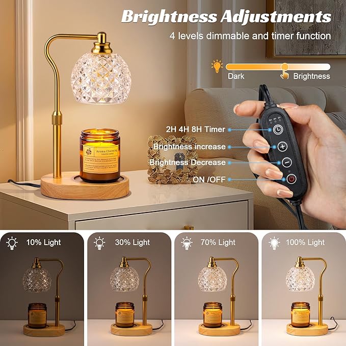 TantaScent Electric Candle Warmer Lamp in Vintage Birdcage Design with Timer – Scented Jar Candle Melter for Home Decor, Housewarming, Birthday, and Christmas (Includes 2 Bulbs) (Diamond White)