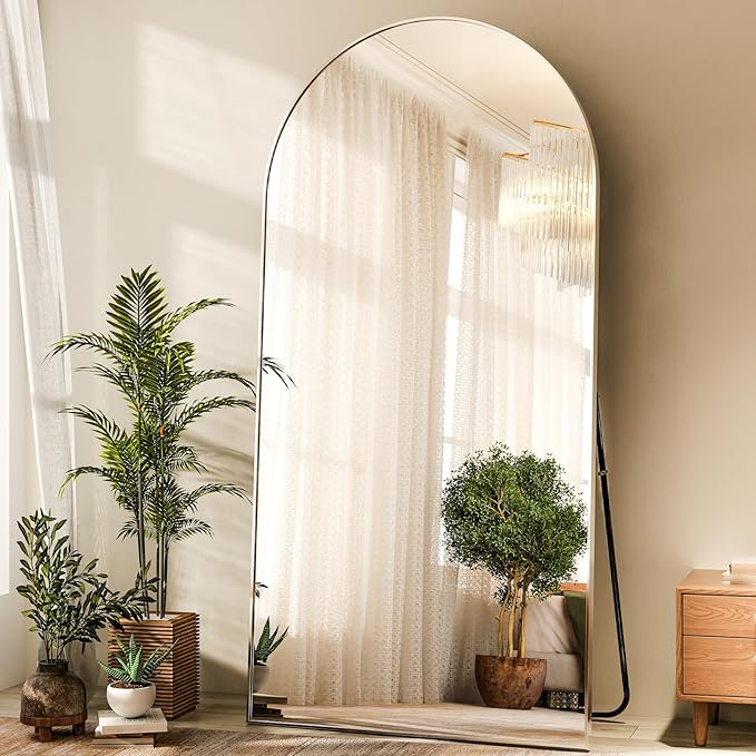 HARRITPURE 76"x34" Silver Full Length Mirror Arch Floor Mirrors with Aluminum Alloy Frame Free-Standing Wall Mounted or Leaning Large Bedroom Dressing Mirror Modern & Contemporary Decor for Home