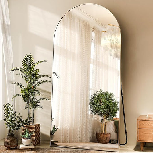 HARRITPURE 76"x34" Silver Full Length Mirror Arch Floor Mirrors with Aluminum Alloy Frame Free-Standing Wall Mounted or Leaning Large Bedroom Dressing Mirror Modern & Contemporary Decor for Home