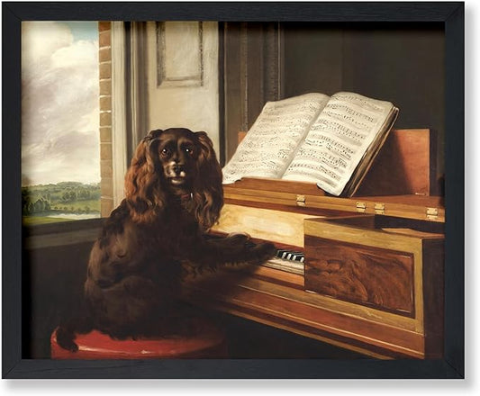 Poster Master Vintage Portrait of an Extraordinary Musical Dog Print - Retro Puppy Poster - Music & Piano Art - Animal Lover Wall Design - Living Room or Office Decor - 18x24 UNFRAMED Wall Art