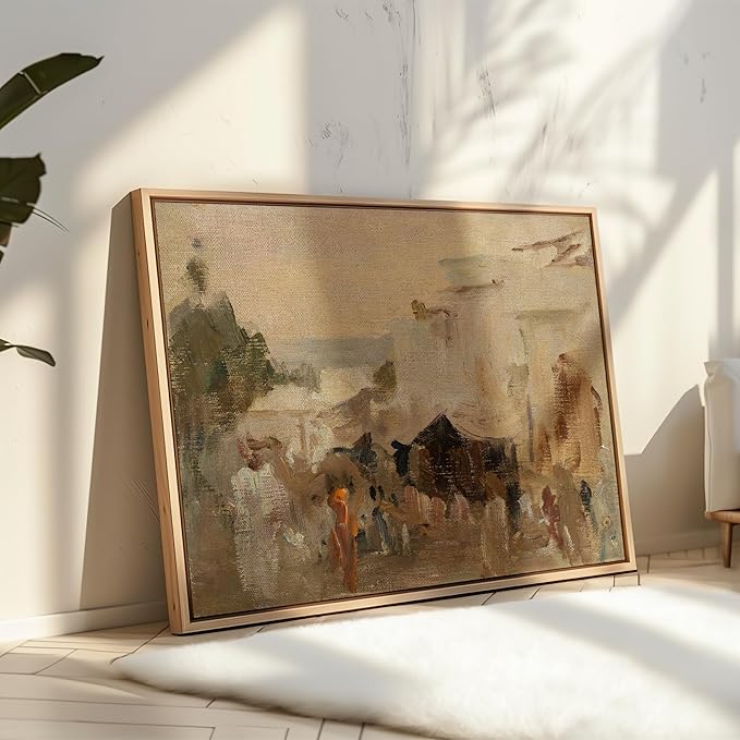 Poster Master Vintage The Bazaar Painting Poster - Retro Street in Udaipur Print - India Art - Cityscape Art - Farmhouse Art - Abstract Art - Office or Living Room Wall Decor - 11x14 UNFRAMED Wall Art