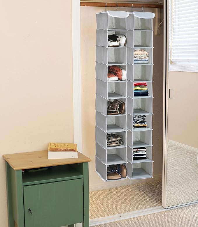 Simple Houseware 2 Pack 10 Shelves Hanging Organizer, Grey