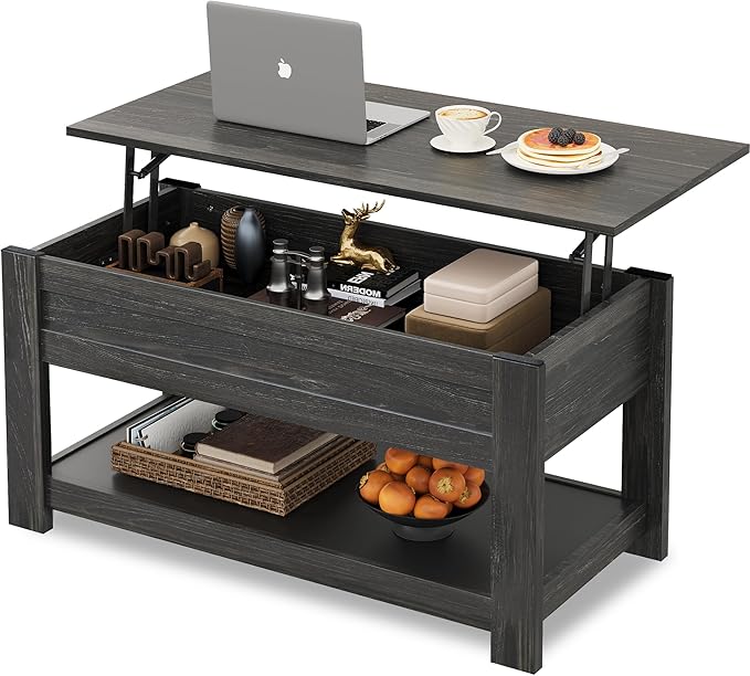 WLIVE Coffee Table, 39" Lift Top Coffee Table with Hidden Compartment and Storage Shelf for Living Room, Espresso