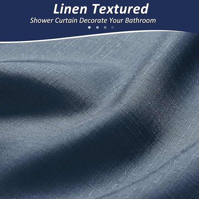 Naturoom Denim Blue Shower Curtains for Bathroom,Ombre Cloth Fabric Shower Curtain Set with 12 Hooks Denim Blue Bathroom Decor 72 x 72