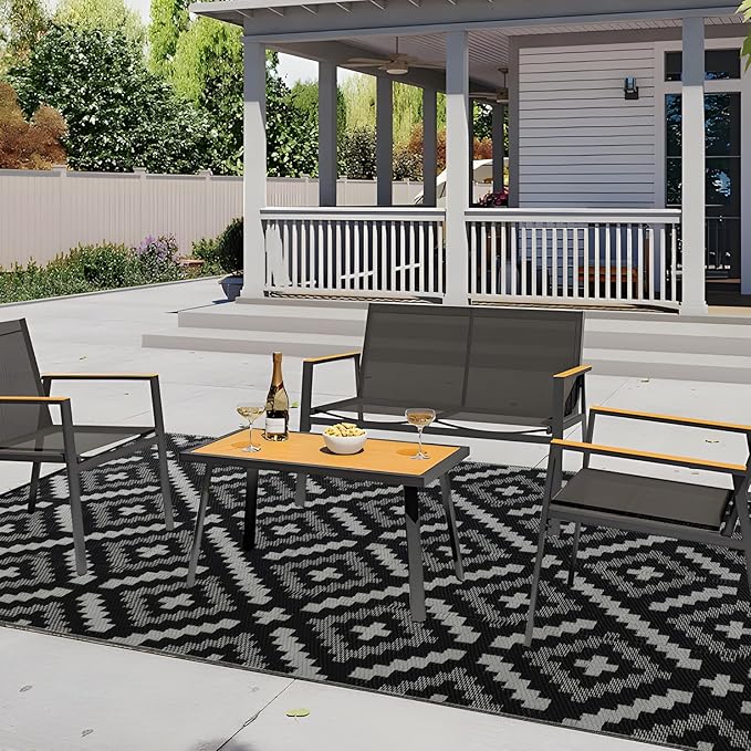 Outdoor Rug 5x8 ft Waterproof, Reversible Outdoor Plastic Straw Rug for Patios Clearance, Outdoor Area Rug Carpet RV Mat for Camping Backyard Deck Porch