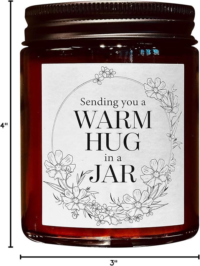 Sending You Warm Hug in a Jar Candle - Friendship Gifts for Women Men Best Friend - Relaxing Gift for Her Him - Natural Soy Candle for Home - Sea Salt Jasmine Scented Candles for Stress Relief