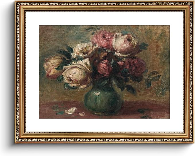 VIYYIEA Gold Framed Wall Art Canvas Print Home Decor Flower Art Vintage Botanical Prints Rustic Farmhouse Wall Decor Mid Century Art Prints Floral Room Decor Wall Pictures Living Room Bedroom 16x20in