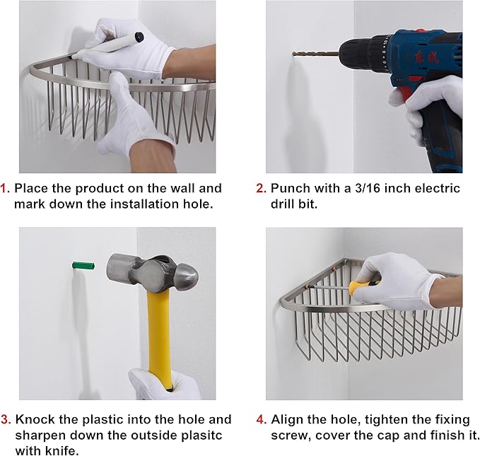 Corner Shower Caddy Basket - Stainless Steel Bathroom Shower Shelf/Organizer for Shower Storage - Sturdy Wall Corner Rack - Silver set of 2